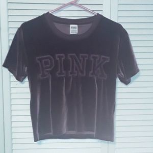 Victoria's Secret PINK,Velvet Maroon Cropped Shirt